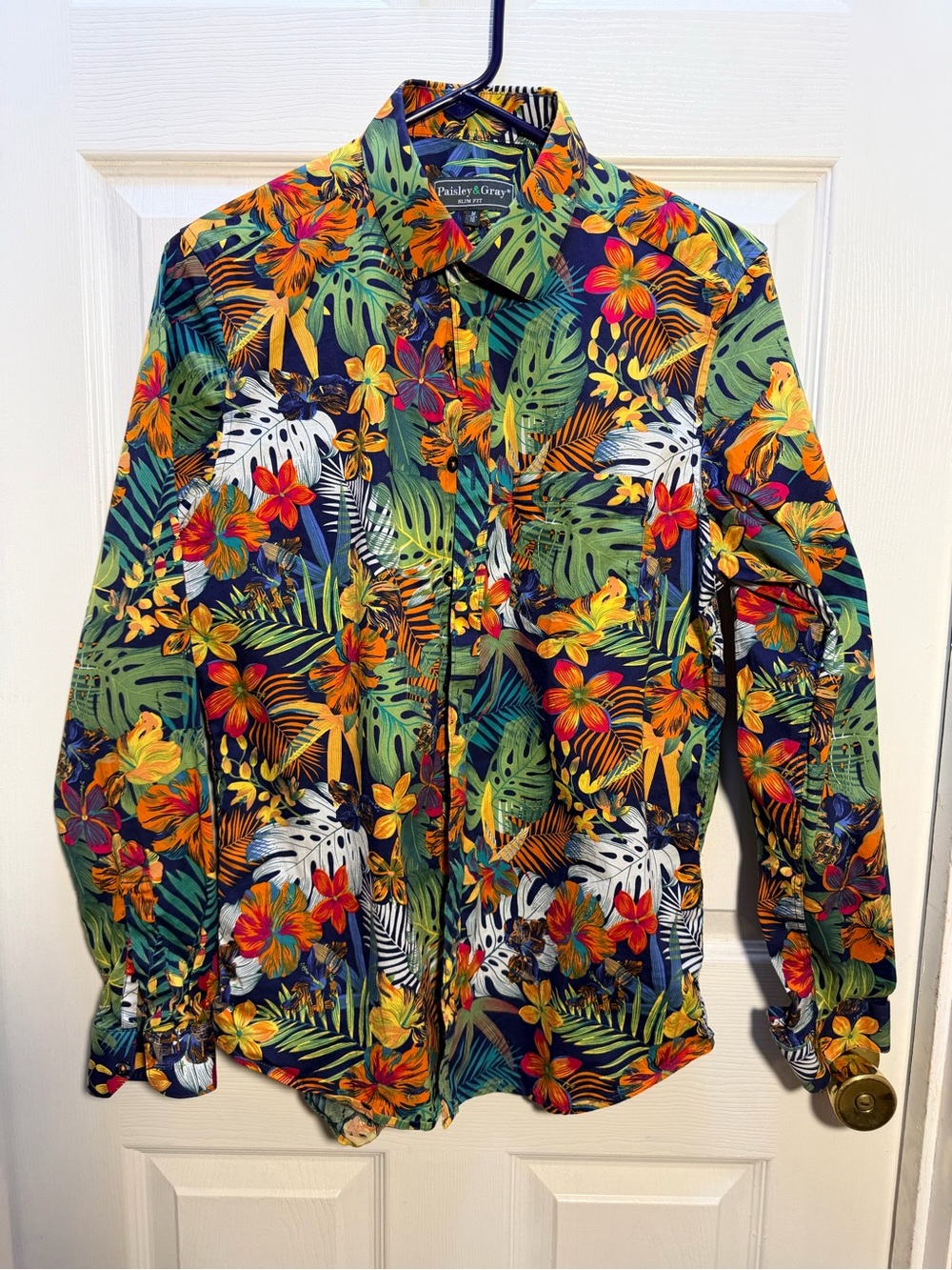 Paisley & Gray Men’s Tropical Print Button-Up Shirt - Green Multi